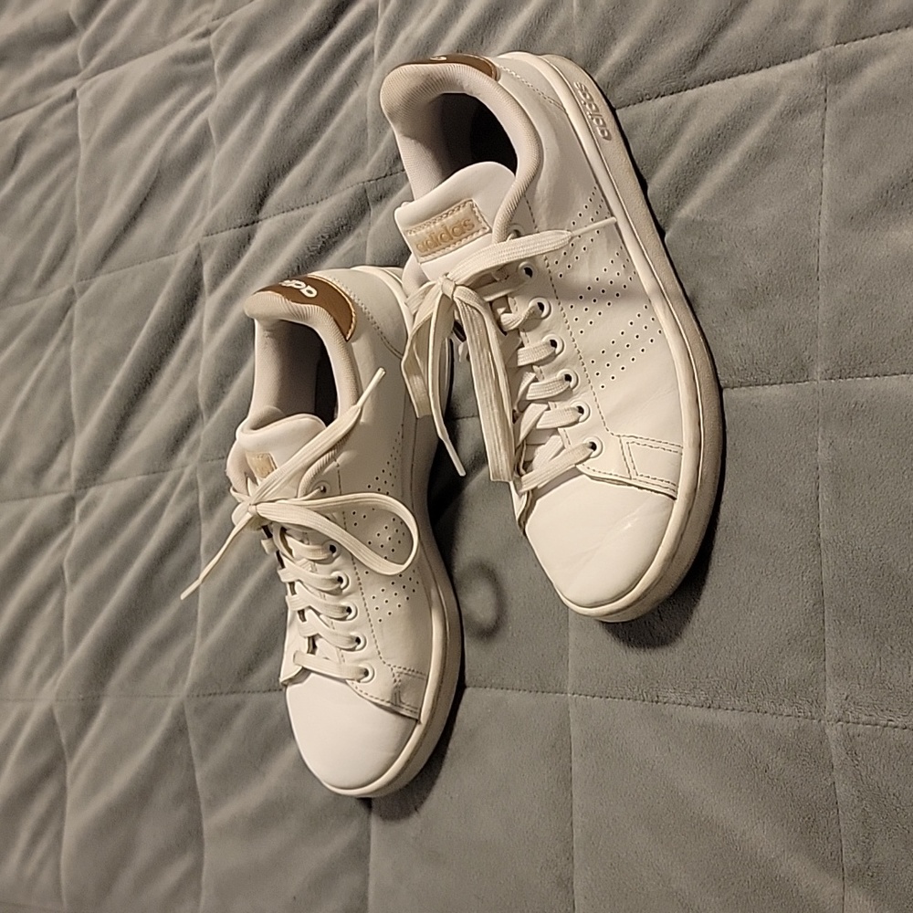 White Adidas shoes, women's size 7
